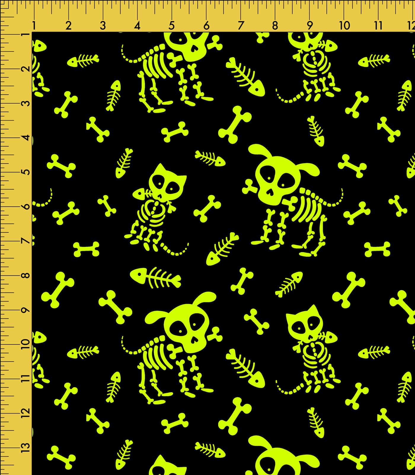 Black/Lime Green Bones/Dog Bones Exclusive Print Olga's Closet