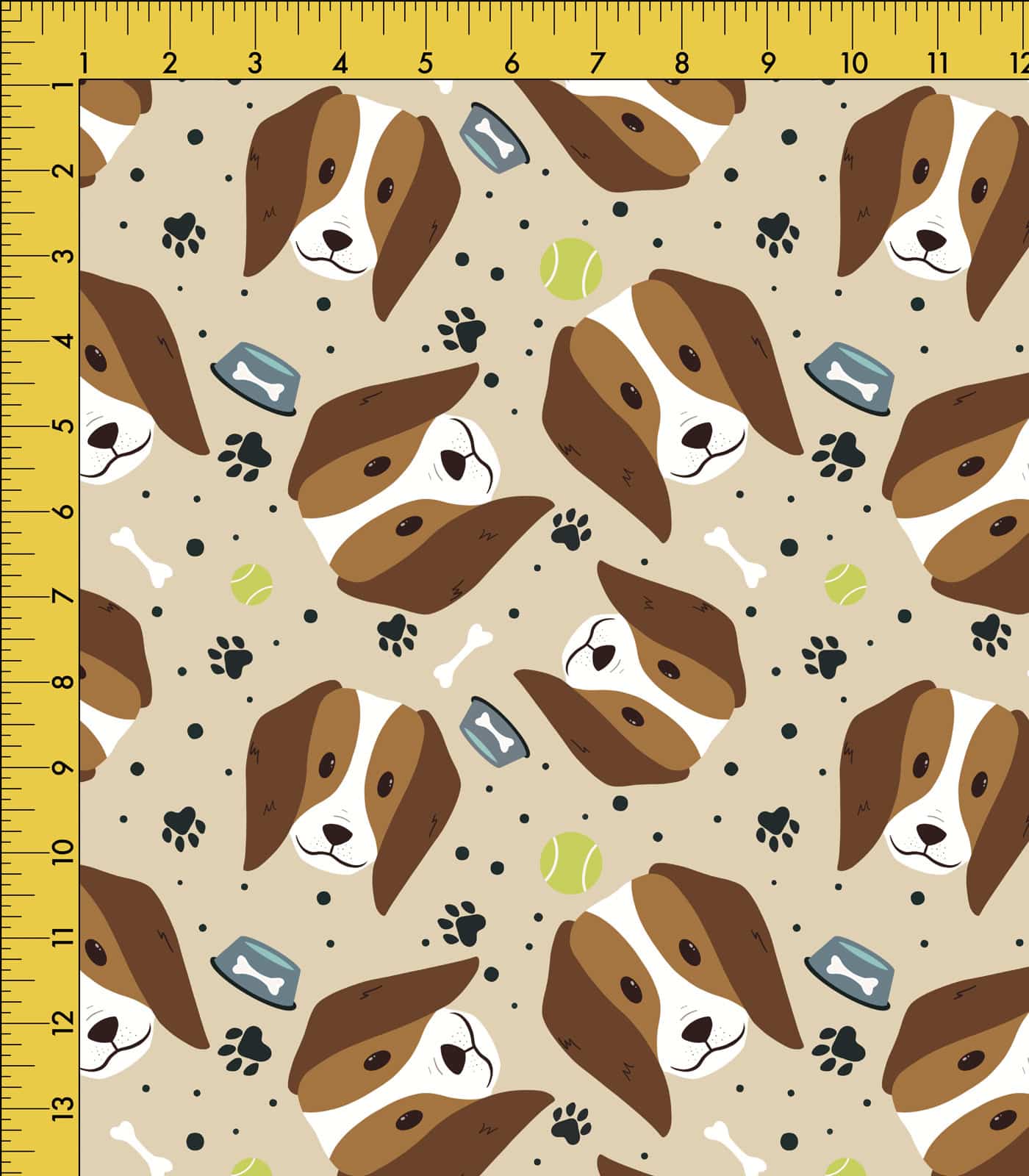 Tan/Chocolate Brown/Black Beagles/Paws Exclusive Print - Olga's Closet