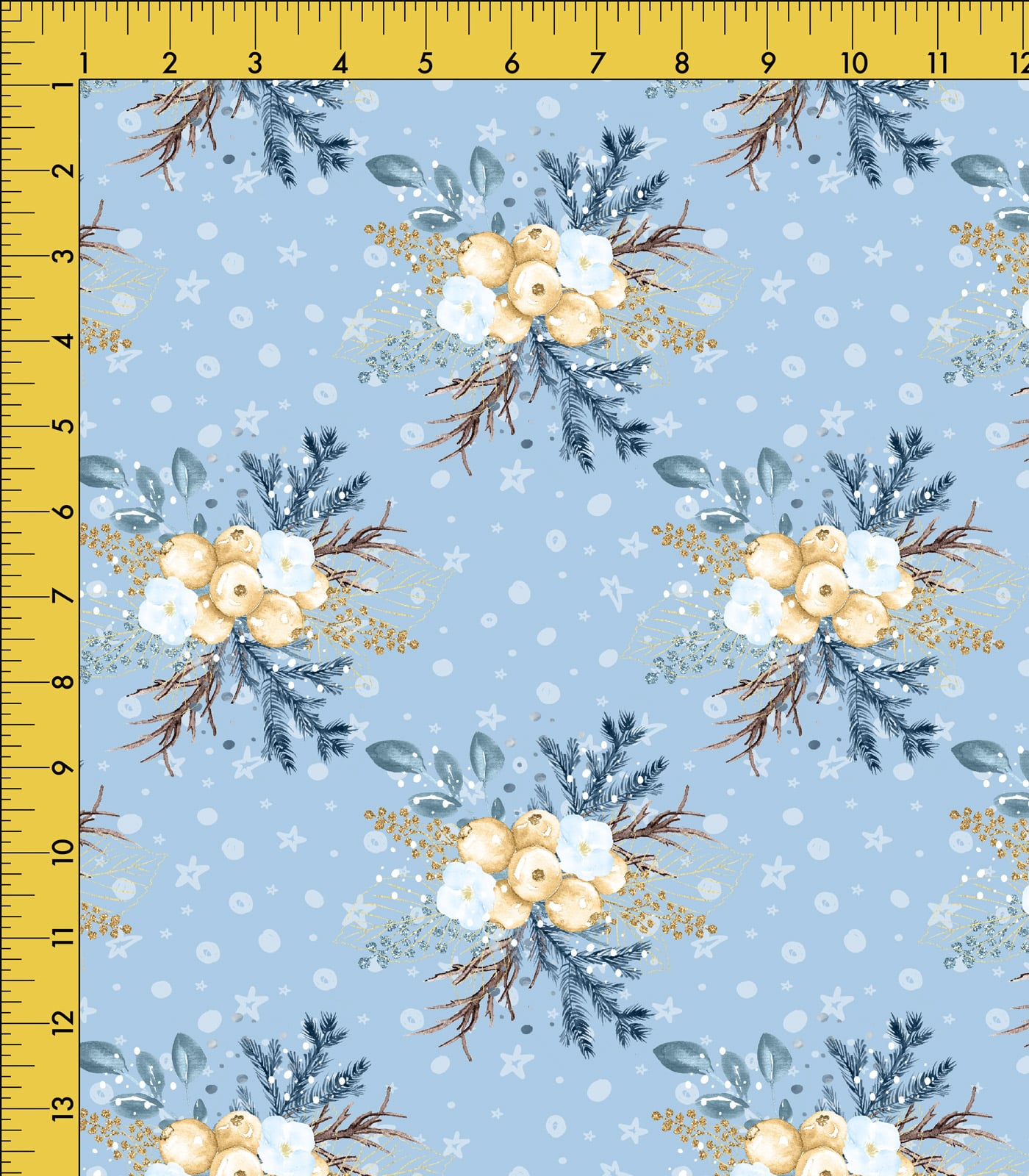 Baby Blue/Gold/Brown Flower Bouquets Exclusive Print Olga's Closet