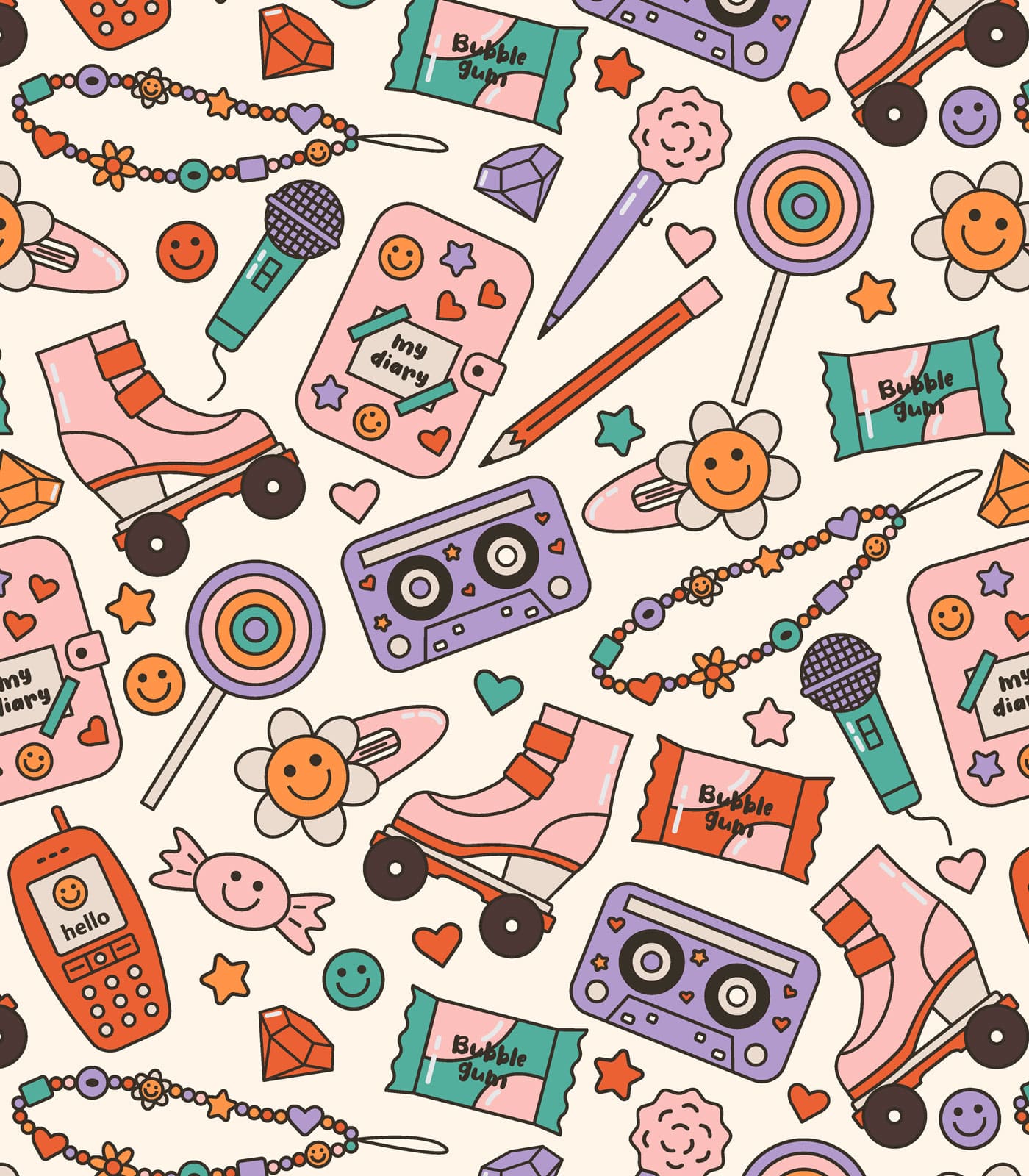 retro pink and white