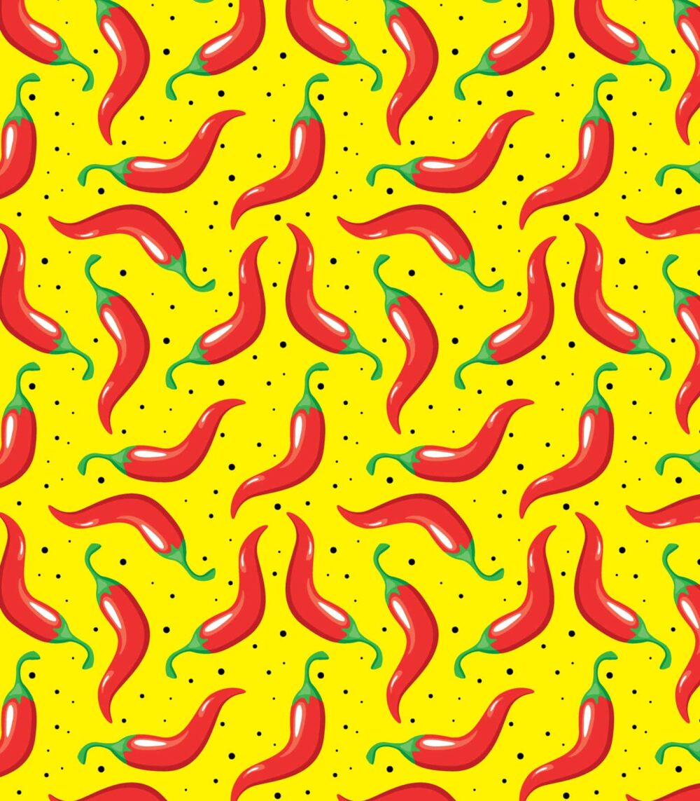 Yellow/Red/Green Chili Peppers Exclusive Print Olga's Closet