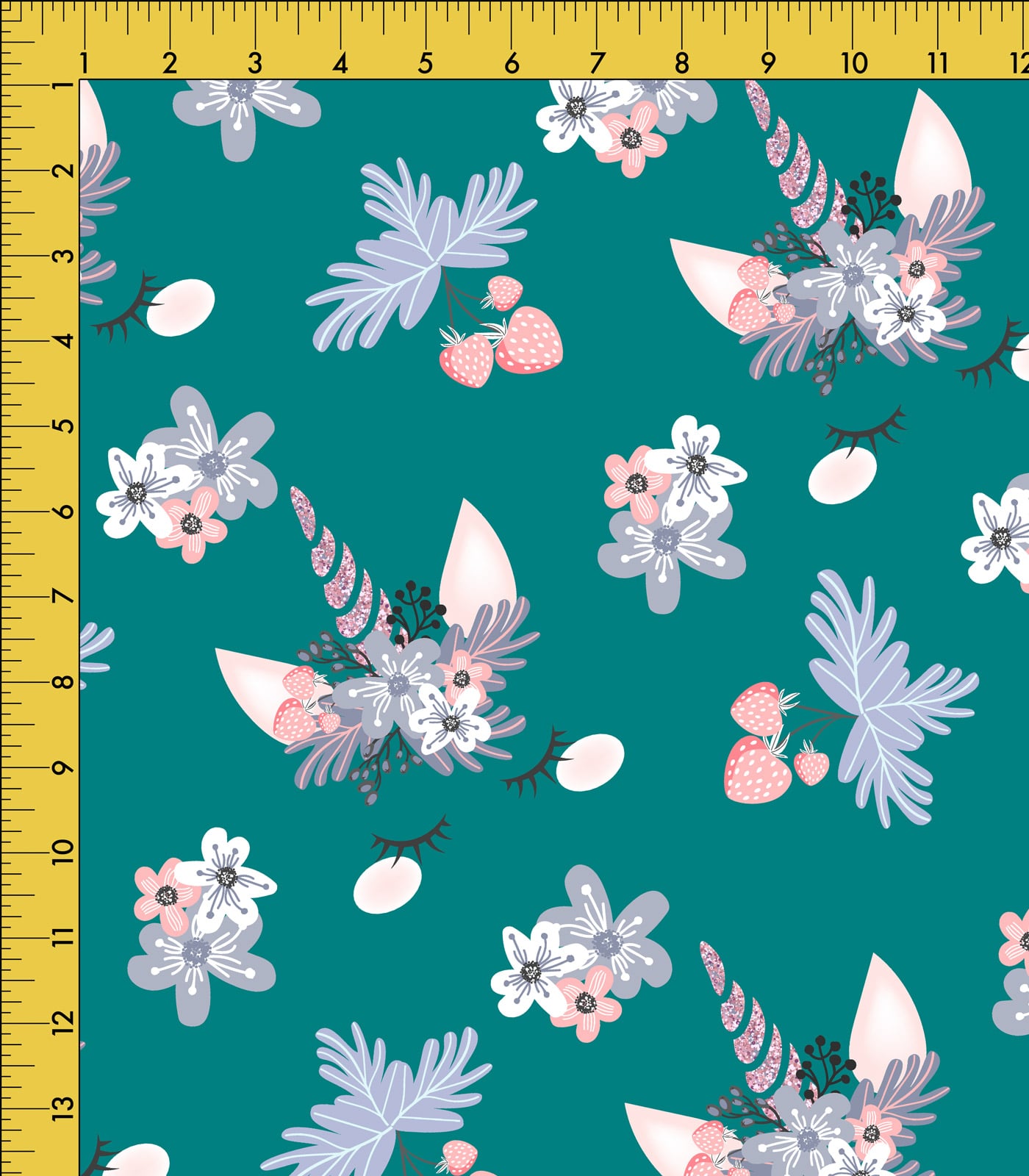 Turquoise/Pastel Lavender/Pastel Pink Unicorns/Strawberries Exclusive