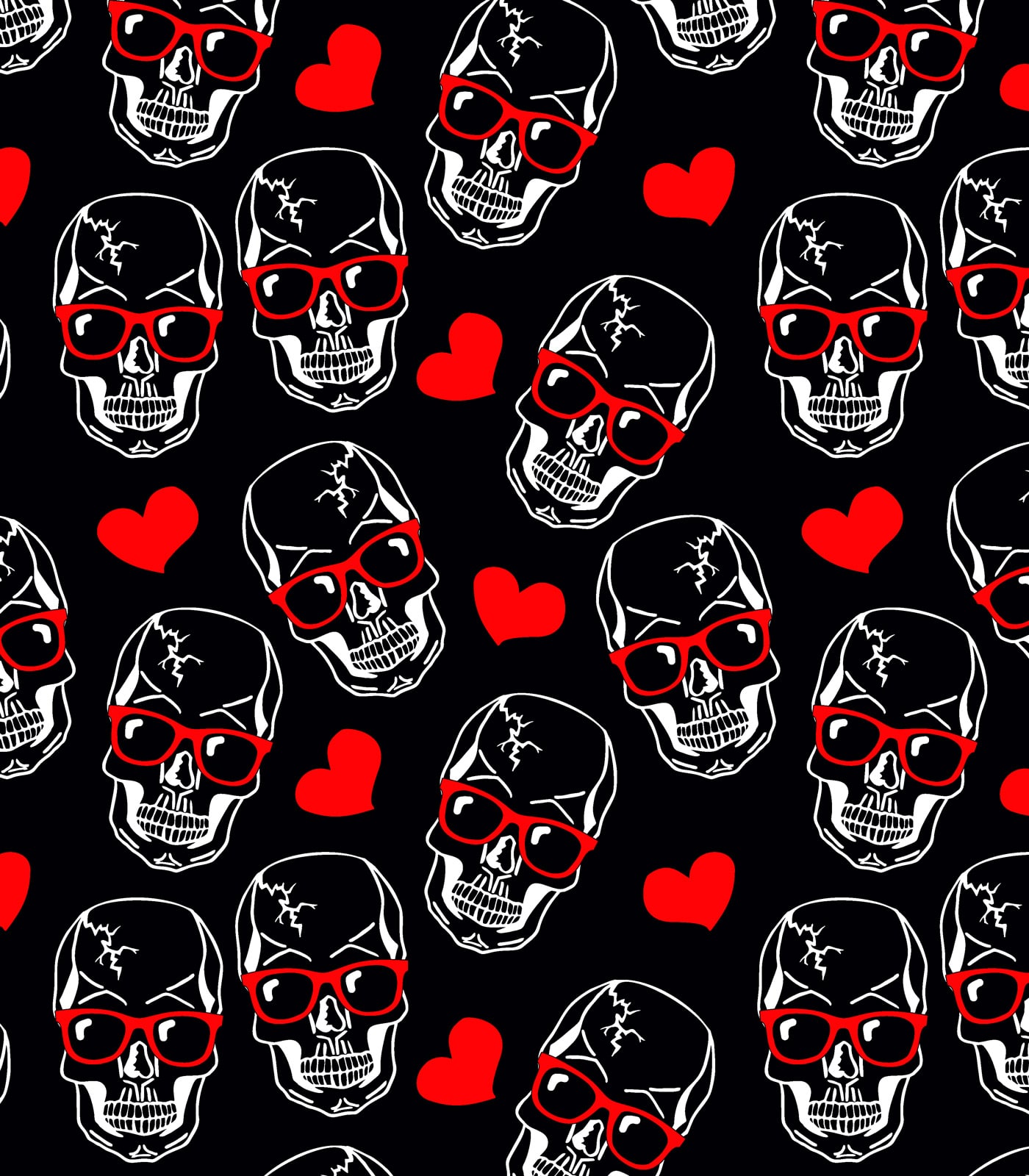 Black/Red/White Skulls/Hearts Exclusive Print Olga's Closet